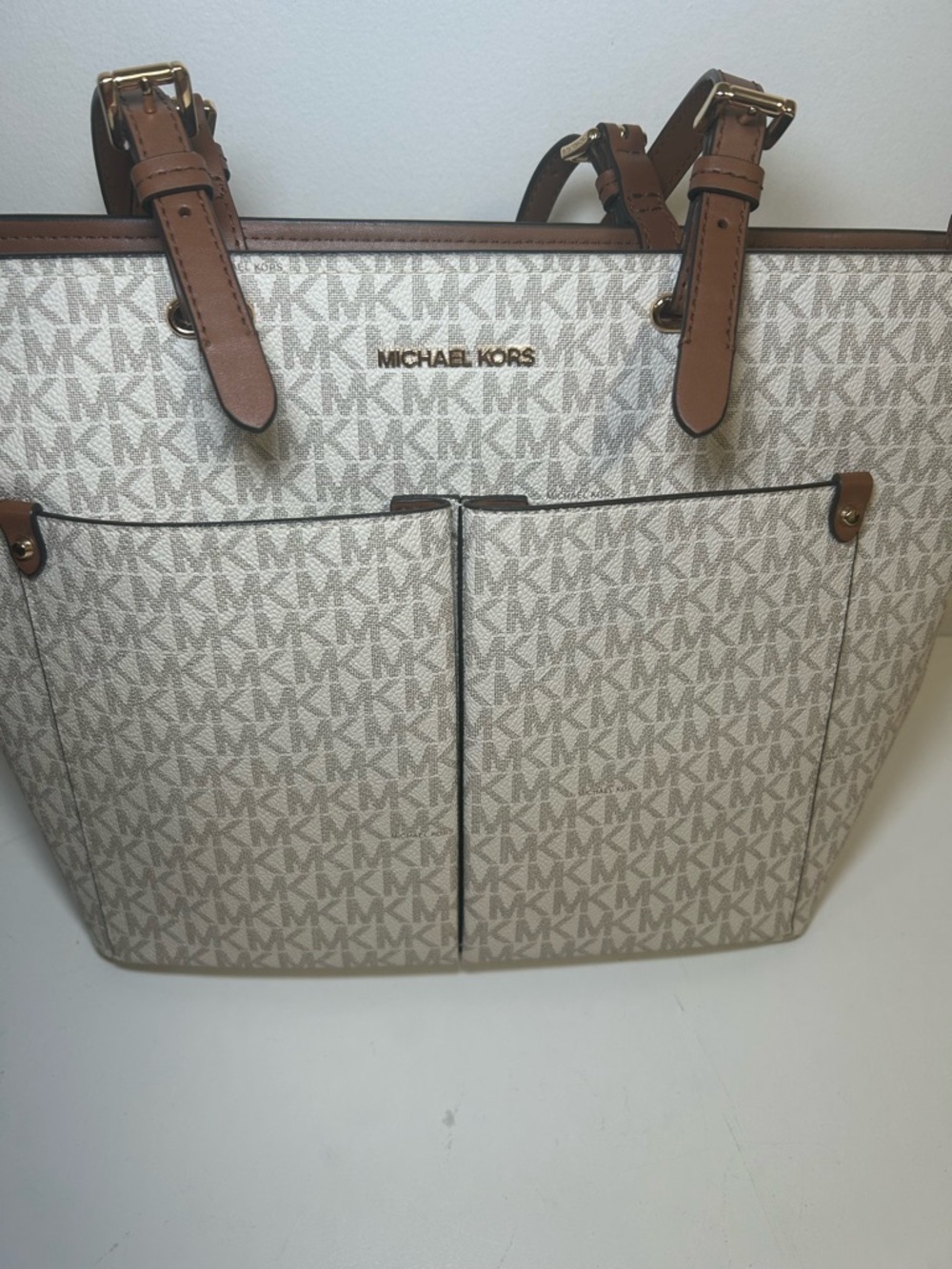 Michael Kors Jet Set Travel Tote + Wristlet Vanilla MK - Picture 6 of 13